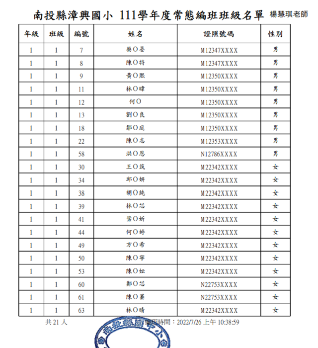 一年甲班